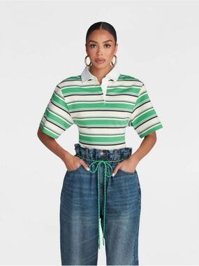KBB by Kahlana Fitted Polo Top with White Collar